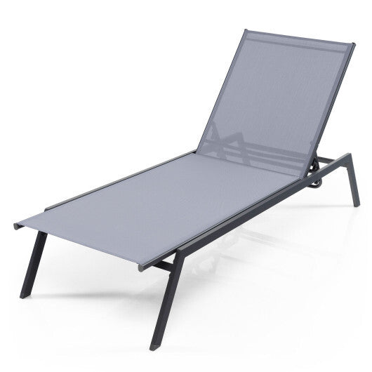 Outdoor Adjustable Chaise Lounge Chair with Lay Flat Position and Quick-Drying Fabric LuxuryLifeWay Online Store