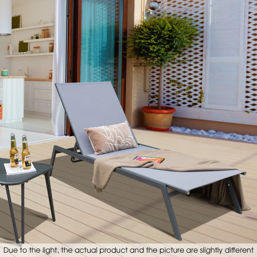 Outdoor Adjustable Chaise Lounge Chair with Lay Flat Position and Quick-Drying Fabric LuxuryLifeWay Online Store