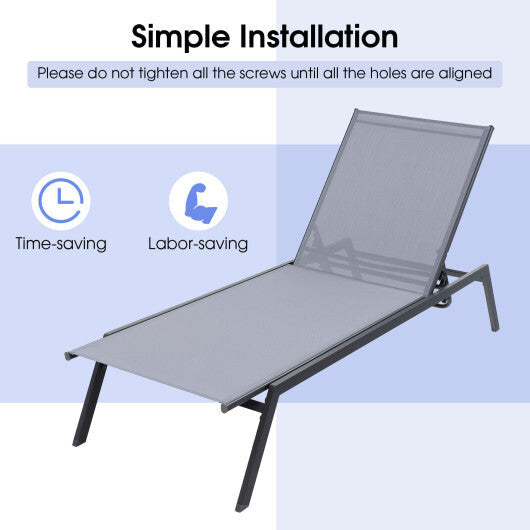 Outdoor Adjustable Chaise Lounge Chair with Lay Flat Position and Quick-Drying Fabric LuxuryLifeWay Online Store