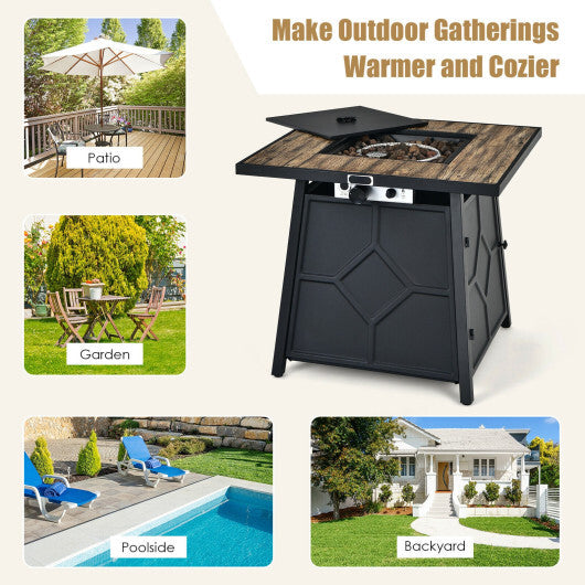 40 000 BTU 28 Inches Propane Gas Fire Pit Table With Cover LuxuryLifeWay Online Store