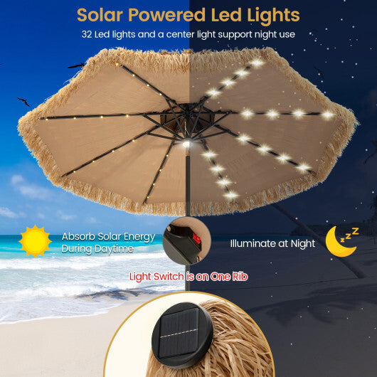 9 Feet Solar Powered Thatched Tiki Patio Umbrella with Led Lights. LuxuryLifeWay Online Store