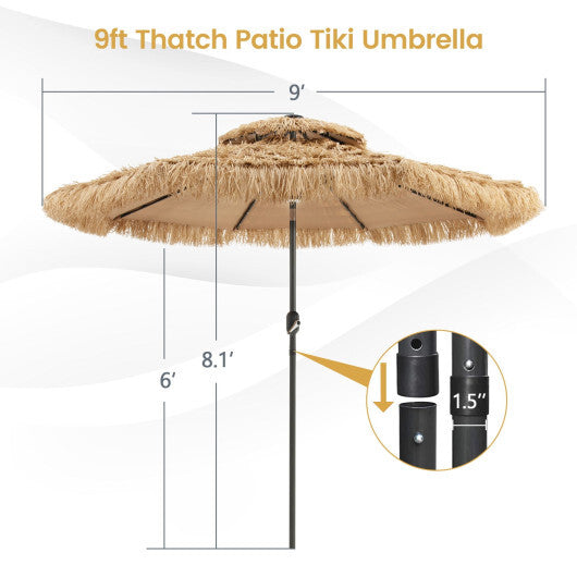 9 Feet Solar Powered Thatched Tiki Patio Umbrella with Led Lights. LuxuryLifeWay Online Store