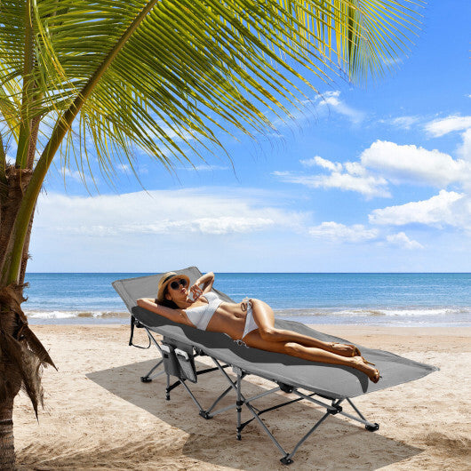 Folding Retractable Travel Camping Cot with Mattress and Carry Bag-Gray - Color: Gray LuxuryLifeWay Online Store