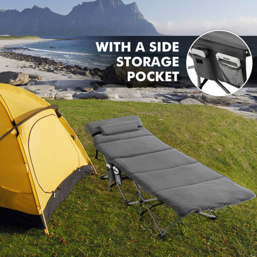 Folding Retractable Travel Camping Cot with Mattress and Carry Bag-Gray - Color: Gray LuxuryLifeWay Online Store