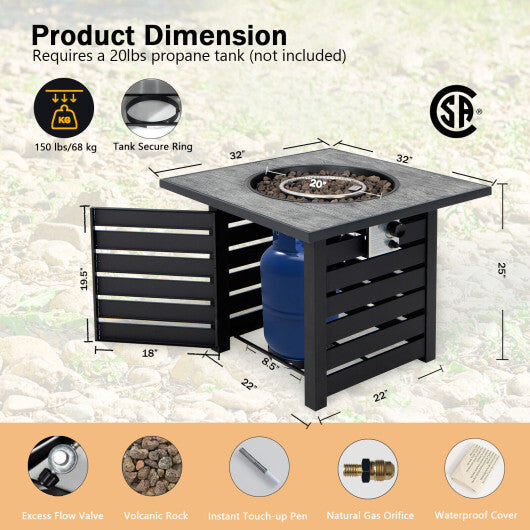 Square Propane Fire Pit Table with Lava Rocks and Rain Cover LuxuryLifeWay Online Store