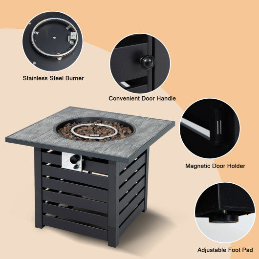 Square Propane Fire Pit Table with Lava Rocks and Rain Cover LuxuryLifeWay Online Store