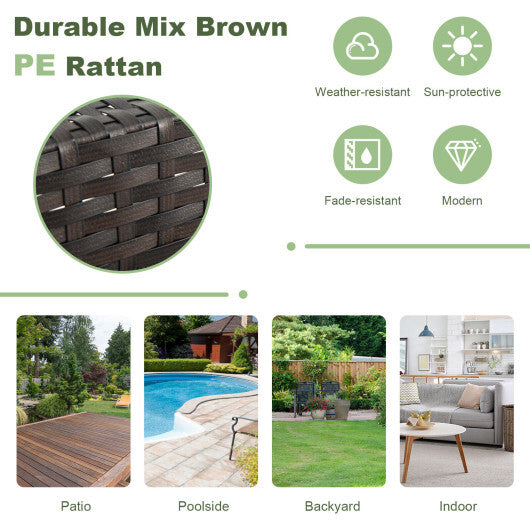 2 Pieces Patio Rattan Wicker Bar Stool Chairs-Brown LuxuryLifeWay Online Store