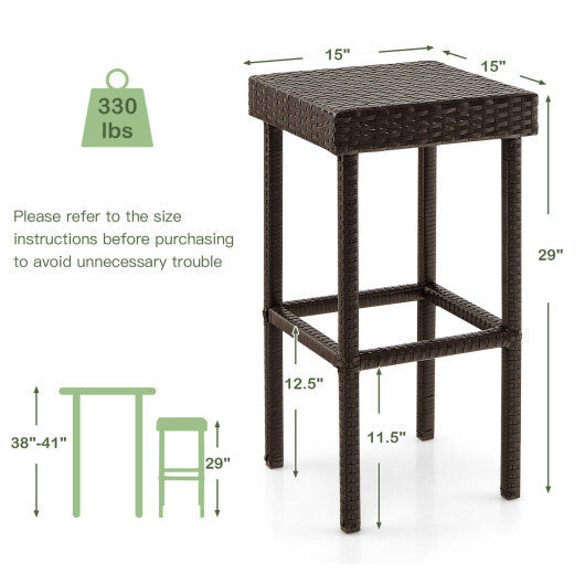 2 Pieces Patio Rattan Wicker Bar Stool Chairs-Brown LuxuryLifeWay Online Store