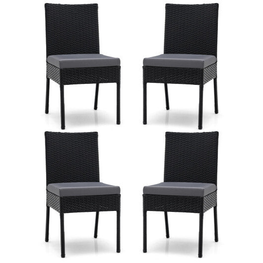 Set of 4 Patio Rattan Wicker Dining Chairs Set with Soft Cushions- Brown LuxuryLifeWay Online Store