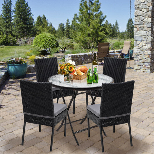 Set of 4 Patio Rattan Wicker Dining Chairs Set with Soft Cushions- Brown LuxuryLifeWay Online Store