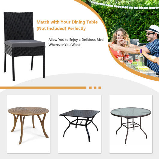 Set of 4 Patio Rattan Wicker Dining Chairs Set with Soft Cushions- Brown LuxuryLifeWay Online Store