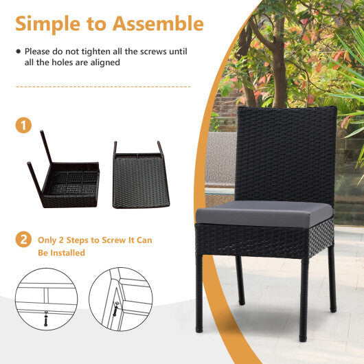 Set of 4 Patio Rattan Wicker Dining Chairs Set with Soft Cushions- Brown LuxuryLifeWay Online Store
