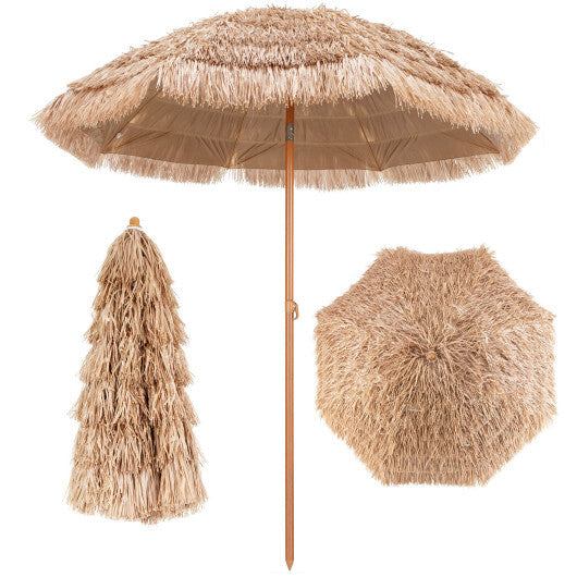 7.2 Feet Patio Thatched Tiki Umbrella Hawaiian Hula Beach Umbrella - Color: Natural - Size: 7.2 ft LuxuryLifeWay Online Store