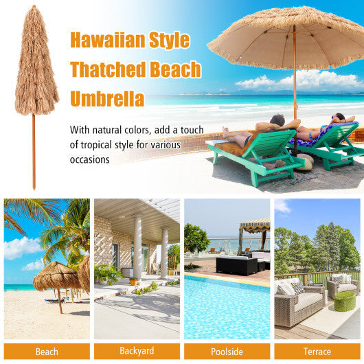 8 Feet Patio Thatched Tiki Umbrella Hawaiian Hula Beach Umbrella LuxuryLifeWay Online Store