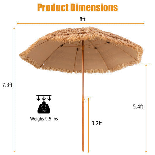 8 Feet Patio Thatched Tiki Umbrella Hawaiian Hula Beach Umbrella LuxuryLifeWay Online Store
