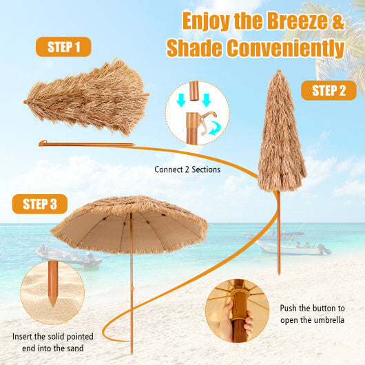 8 Feet Patio Thatched Tiki Umbrella Hawaiian Hula Beach Umbrella LuxuryLifeWay Online Store