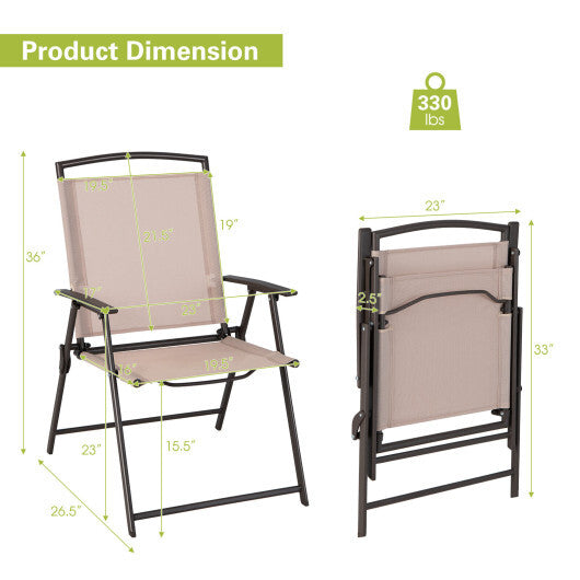 Set of 2 Patio Dining Chairs with Armrests and Rustproof Steel Frame-Beige LuxuryLifeWay Online Store