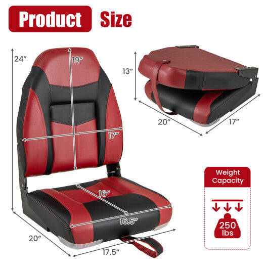 High Back Folding Boat Seat Set with Sponge Cushion-1 Piece