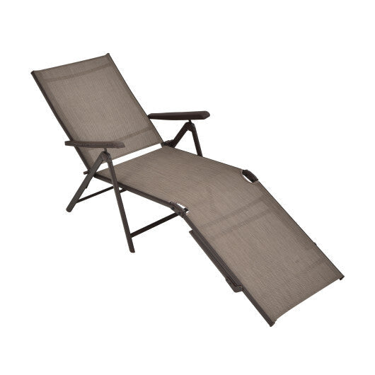 Patio Foldable Chaise Lounge Chair with Backrest and Footrest-Brown - Color: Brown LuxuryLifeWay Online Store