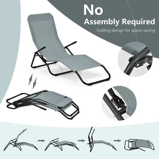 2 Pieces Folding Portable Patio Chaise Lounger with Rocking Design-Light Green LuxuryLifeWay Online Store