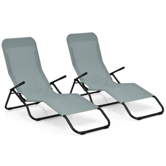 2 Pieces Folding Portable Patio Chaise Lounger with Rocking Design-Light Green - Color: Light Green LuxuryLifeWay Online Store