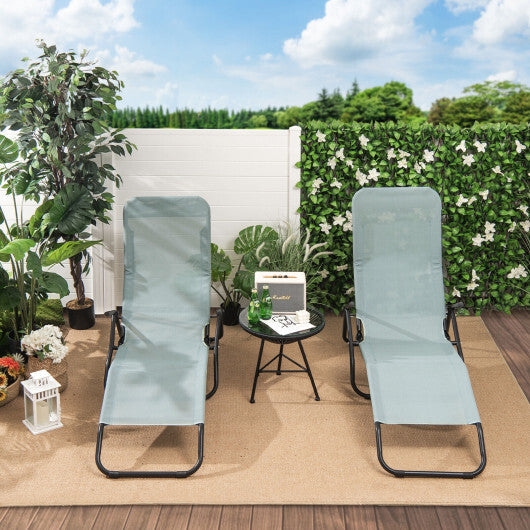 2 Pieces Folding Portable Patio Chaise Lounger with Rocking Design-Light Green - Color: Light Green LuxuryLifeWay Online Store