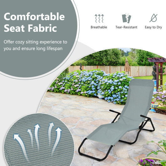 2 Pieces Folding Portable Patio Chaise Lounger with Rocking Design-Light Green - Color: Light Green LuxuryLifeWay Online Store
