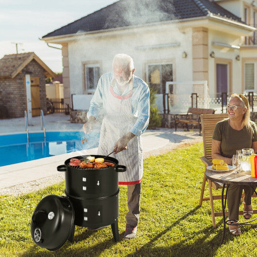 3-in-1 Charcoal BBQ Grill Cambo with Built-in Thermometer LuxuryLifeWay Online Store