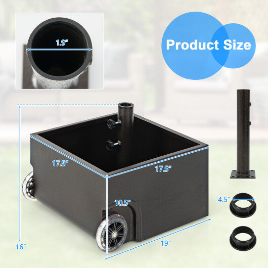 150 Pounds Patio Umbrella Base Stand Wheels Planter Outdoor-Coffee LuxuryLifeWay Online Store