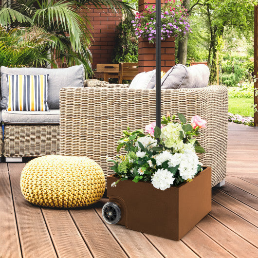 150 Pounds Patio Umbrella Base Stand Wheels Planter Outdoor-Coffee LuxuryLifeWay Online Store