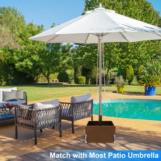 150 Pounds Patio Umbrella Base Stand Wheels Planter Outdoor-Coffee LuxuryLifeWay Online Store