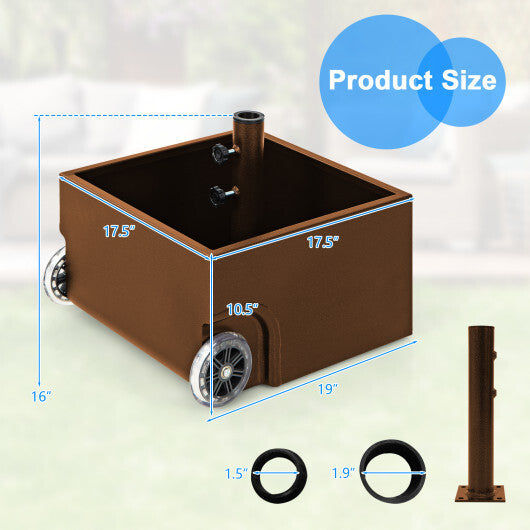 150 Pounds Patio Umbrella Base Stand Wheels Planter Outdoor-Coffee LuxuryLifeWay Online Store