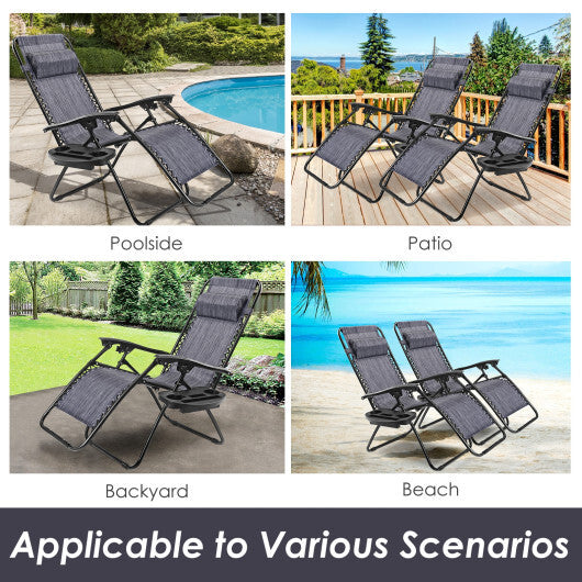 Outdoor Folding Zero Gravity Reclining Lounge Chair with Utility Tray-Black LuxuryLifeWay Online Store