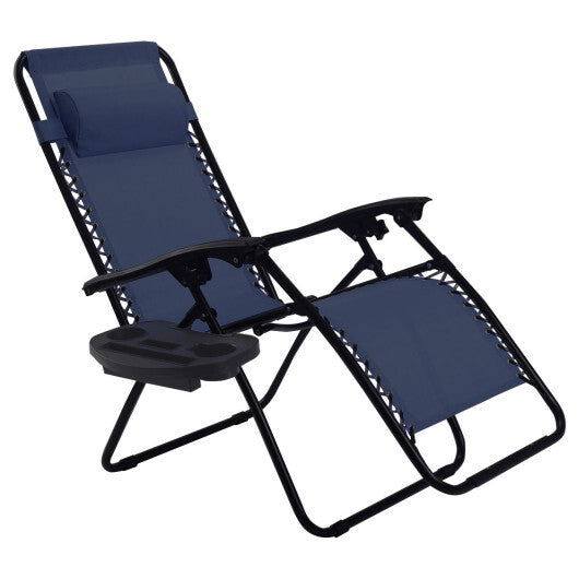 Outdoor Folding Zero Gravity Reclining Lounge Chair with Utility Tray-Black LuxuryLifeWay Online Store