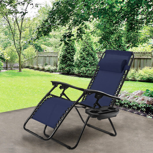 Outdoor Folding Zero Gravity Reclining Lounge Chair with Utility Tray-Black LuxuryLifeWay Online Store