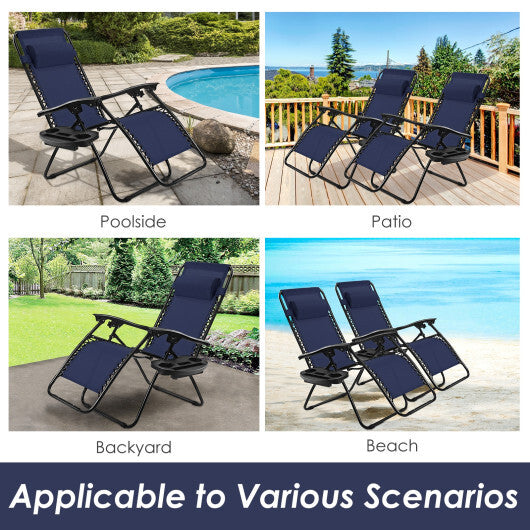 Outdoor Folding Zero Gravity Reclining Lounge Chair with Utility Tray-Black LuxuryLifeWay Online Store