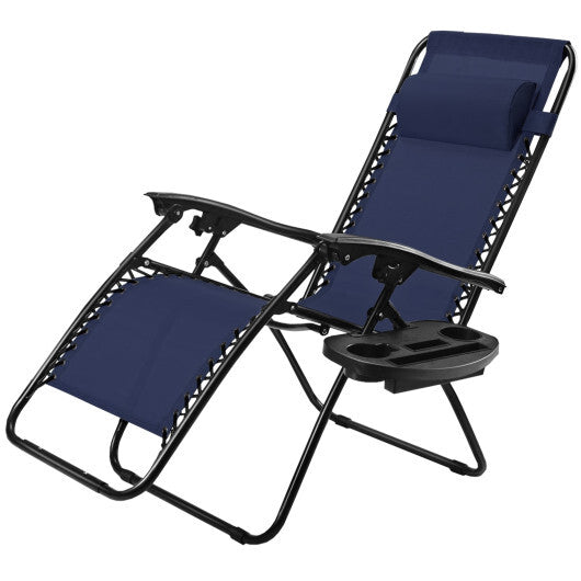 Outdoor Folding Zero Gravity Reclining Lounge Chair with Utility Tray-Black LuxuryLifeWay Online Store