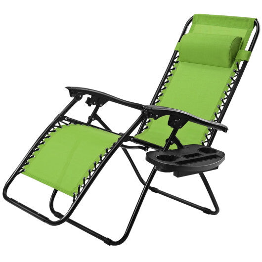 Outdoor Folding Zero Gravity Reclining Lounge Chair with Utility Tray-Black LuxuryLifeWay Online Store