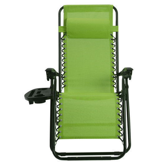 2 Pieces Folding Lounge Chair with Zero Gravity-Green - Color: Green LuxuryLifeWay Online Store