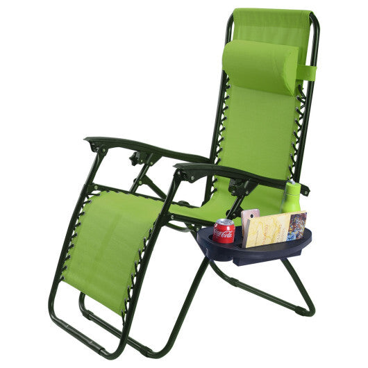 2 Pieces Folding Lounge Chair with Zero Gravity-Green - Color: Green LuxuryLifeWay Online Store