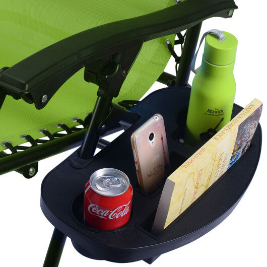 2 Pieces Folding Lounge Chair with Zero Gravity-Green - Color: Green LuxuryLifeWay Online Store