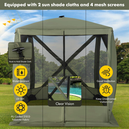 6.7 x 6.7 Feet Pop Up Gazebo with Netting and Carry Bag-Coffee LuxuryLifeWay Online Store