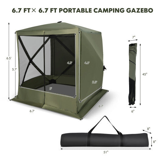 6.7 x 6.7 Feet Pop Up Gazebo with Netting and Carry Bag-Coffee LuxuryLifeWay Online Store