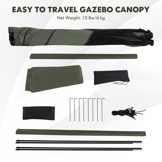 6.7 x 6.7 Feet Pop Up Gazebo with Netting and Carry Bag-Coffee LuxuryLifeWay Online Store