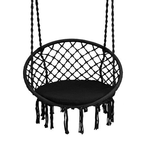Cushioned Hammock Swing Chair with Hanging Kit-Black LuxuryLifeWay Online Store
