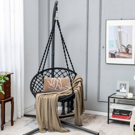 Cushioned Hammock Swing Chair with Hanging Kit-Black LuxuryLifeWay Online Store