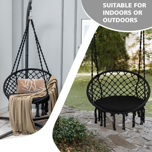 Cushioned Hammock Swing Chair with Hanging Kit-Black LuxuryLifeWay Online Store