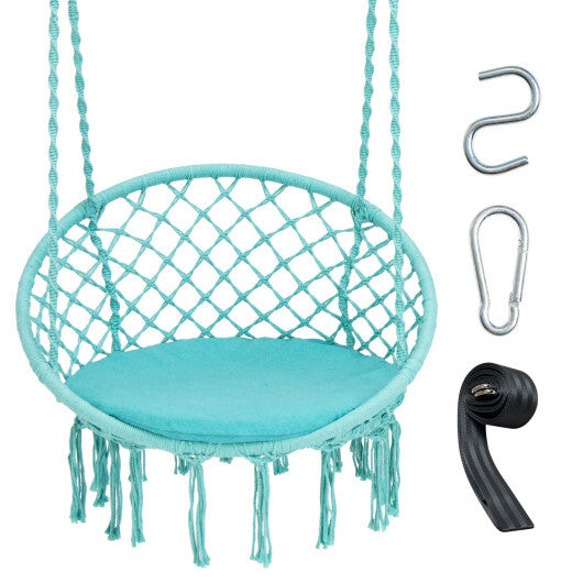Cushioned Hammock Swing Chair with Hanging Kit-Black LuxuryLifeWay Online Store