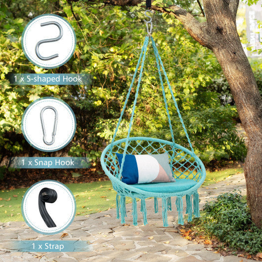 Cushioned Hammock Swing Chair with Hanging Kit-Black LuxuryLifeWay Online Store
