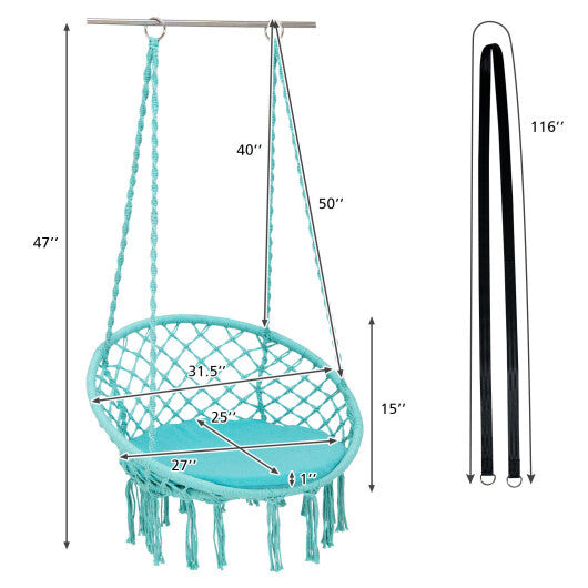 Cushioned Hammock Swing Chair with Hanging Kit-Black LuxuryLifeWay Online Store